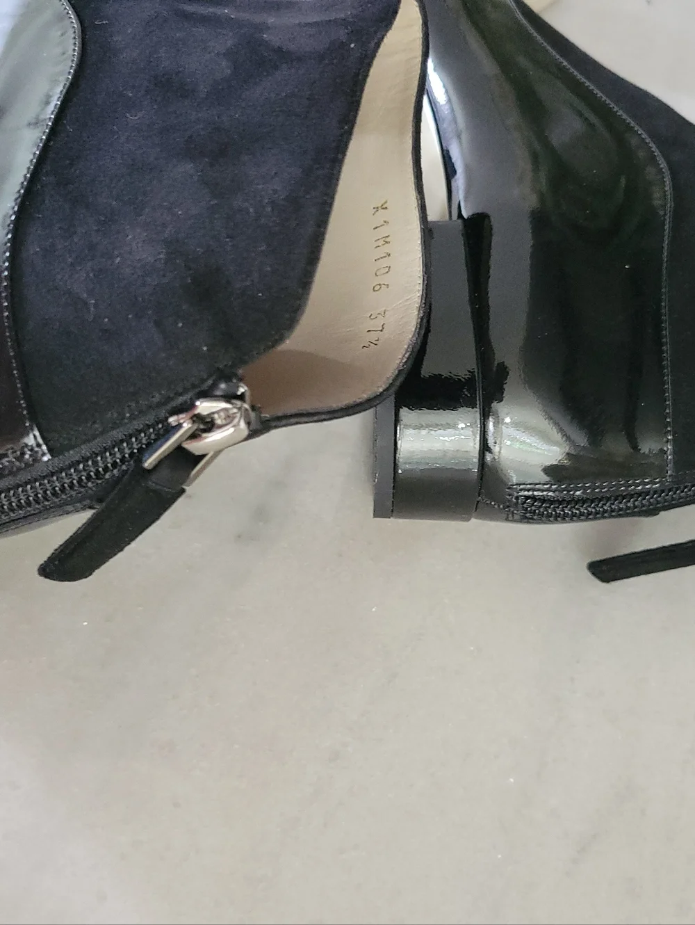 Giorgio Armani Black Patent & Suede Ankle Booties Size 7.5